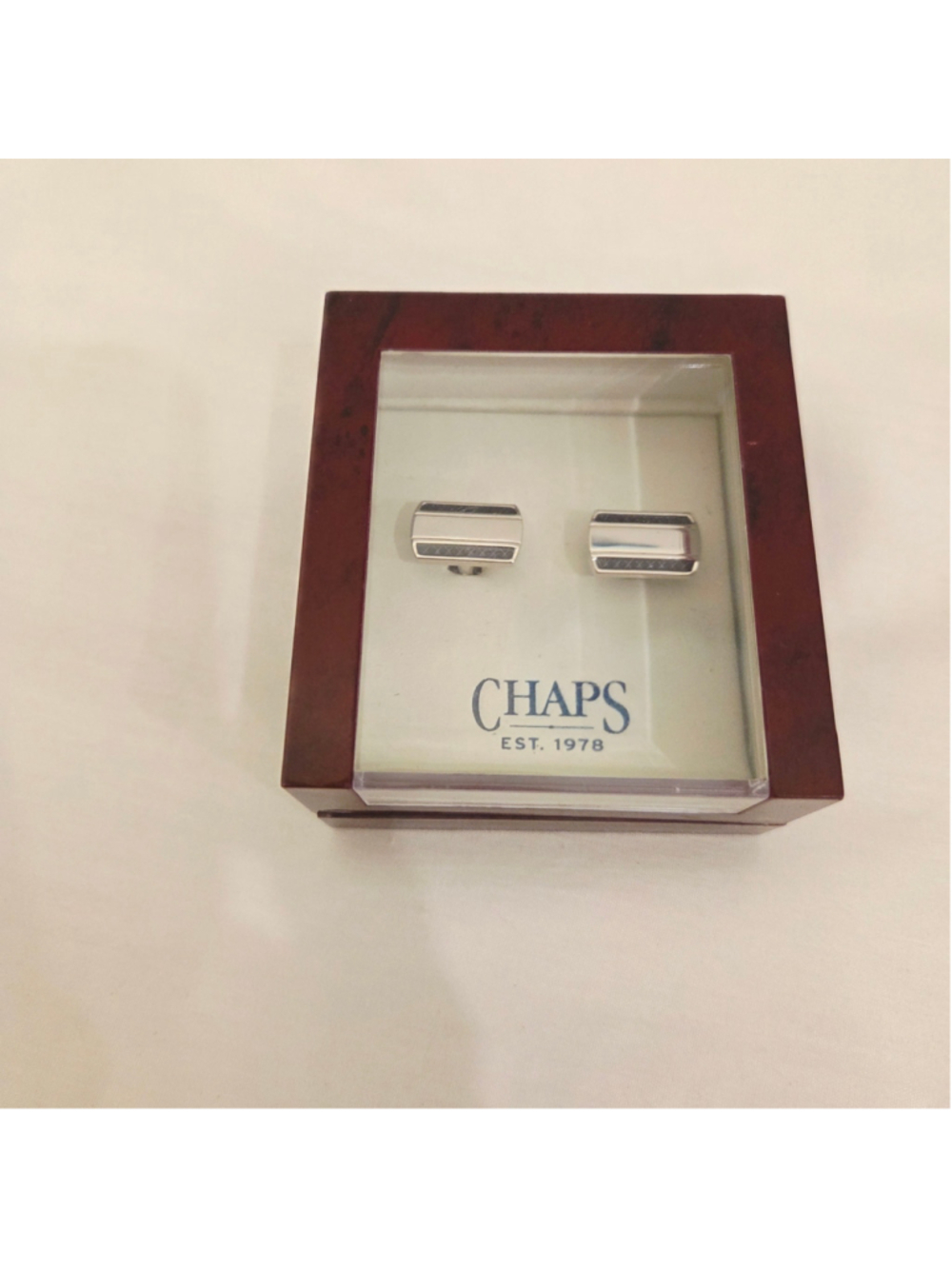 Men's Chaps Cuff Links Silver and Black